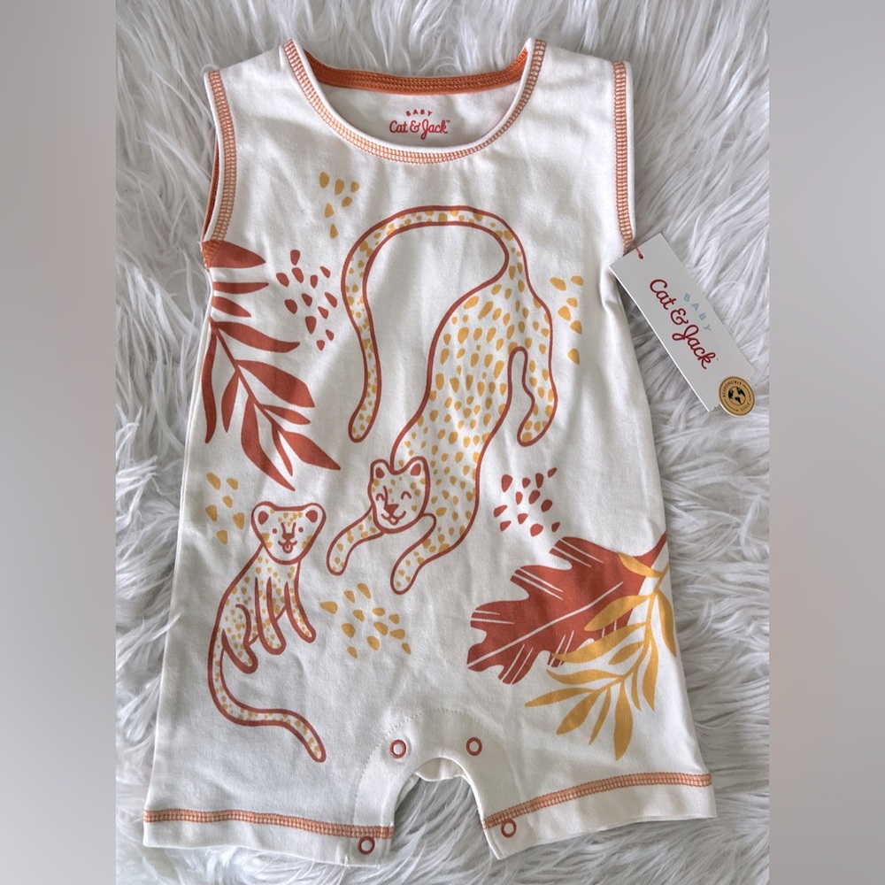 NWT Cat & Jack Baby Boy Jungle Cat Romper